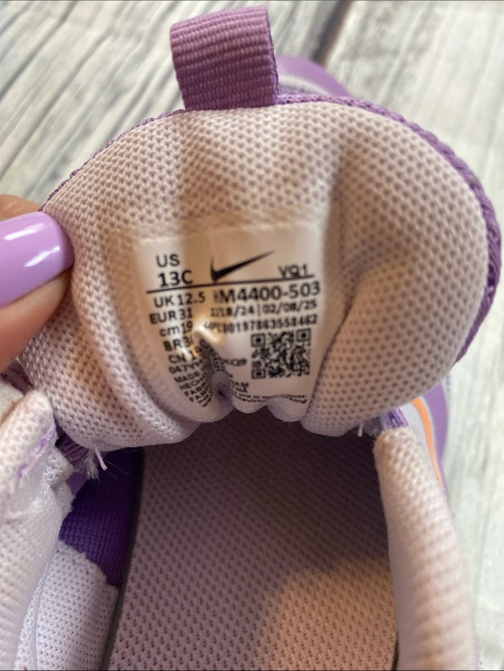 Nike Cosmic Runner Toddler Running Shoes Purple/Peach Hook & Loop Size 13C